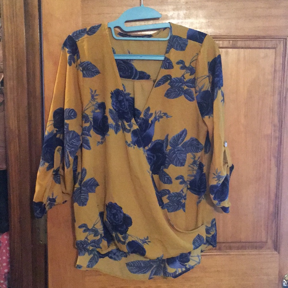Yellow and blue blouse